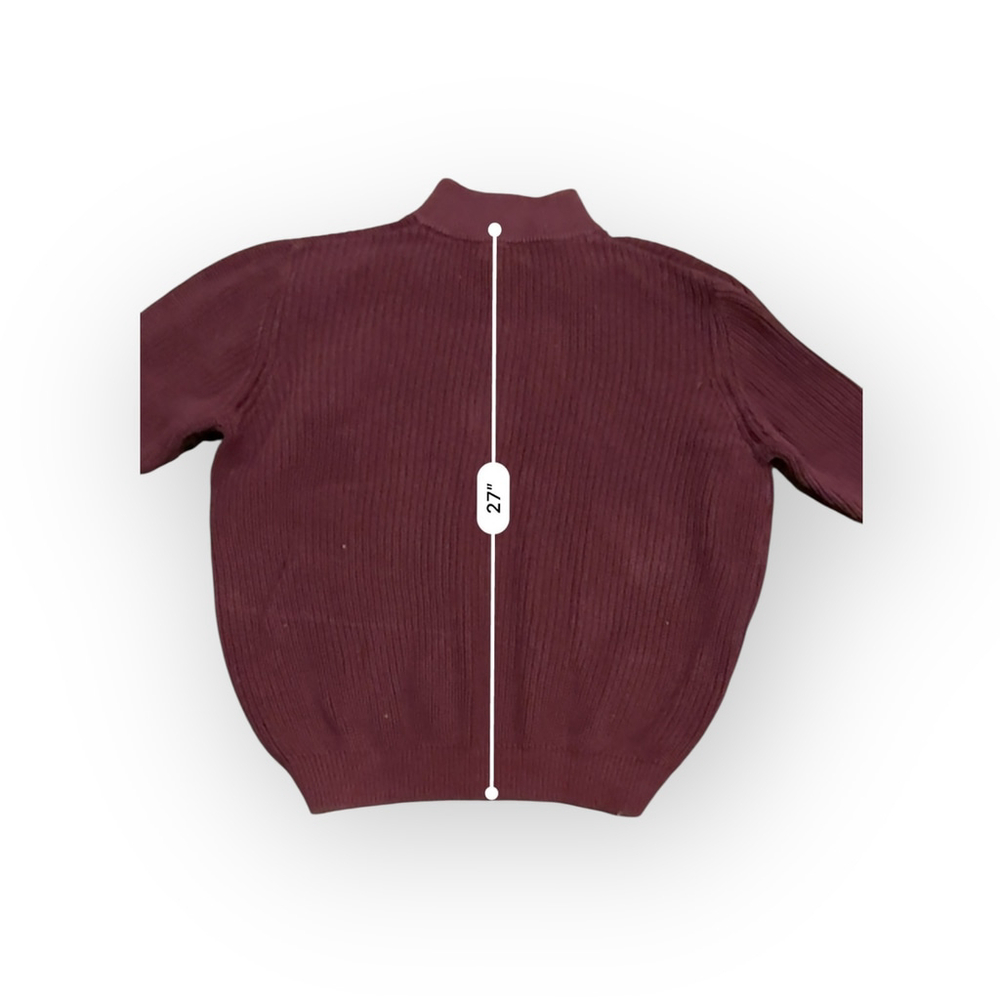 Vintage Y2K L.L.Bean Men's Ribbed Mock Neck Henley Sweater SZ XXL Maroon - Picture 3 of 5